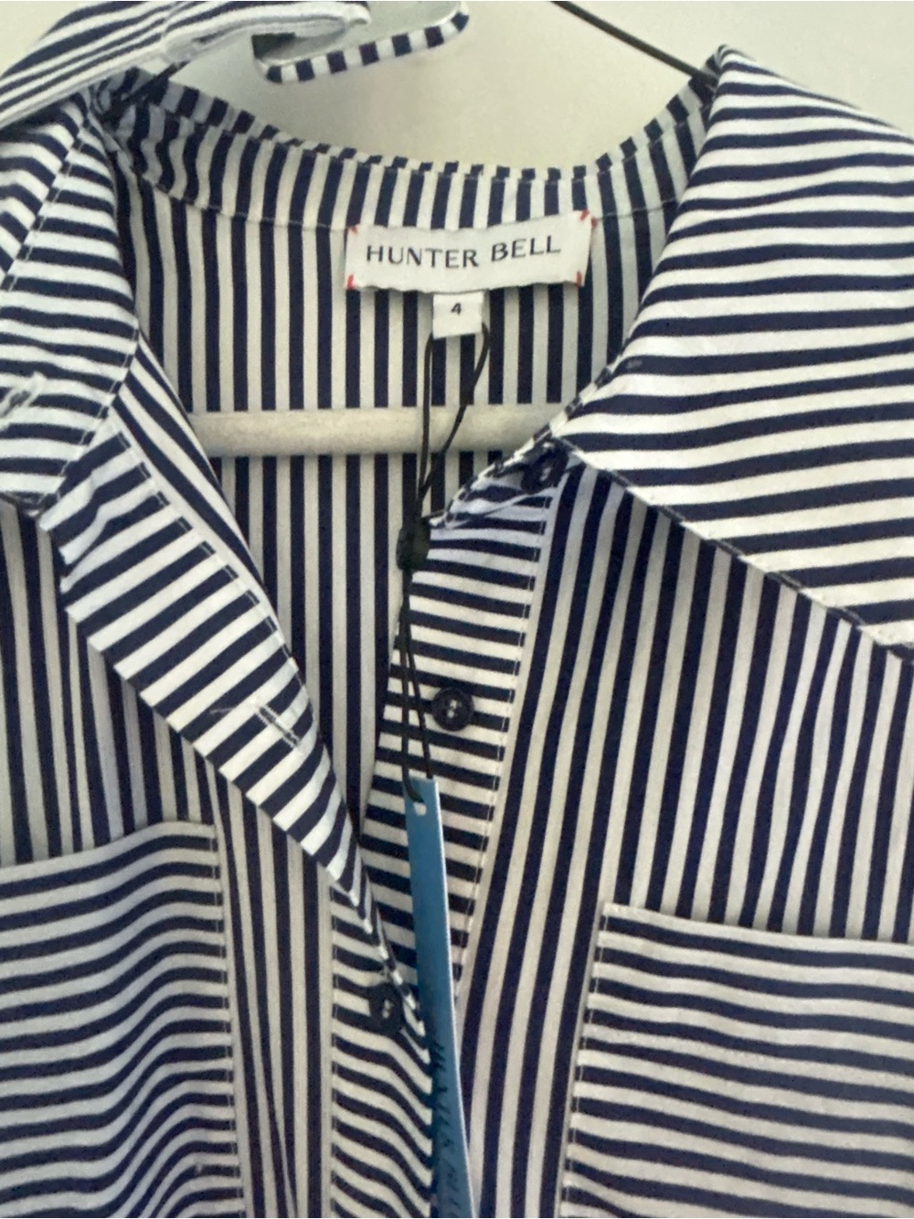 HUNTER BELL Navy and White Striped Button-Down Shirt